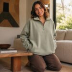 Brambleside half-zip fleece pullover — Fleece Loungewear by MOUDEST. worn by a model.