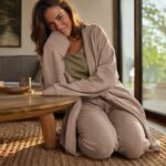 Wrenfield fleece lounge robe — Fleece Loungewear by MOUDEST. worn by a model.
