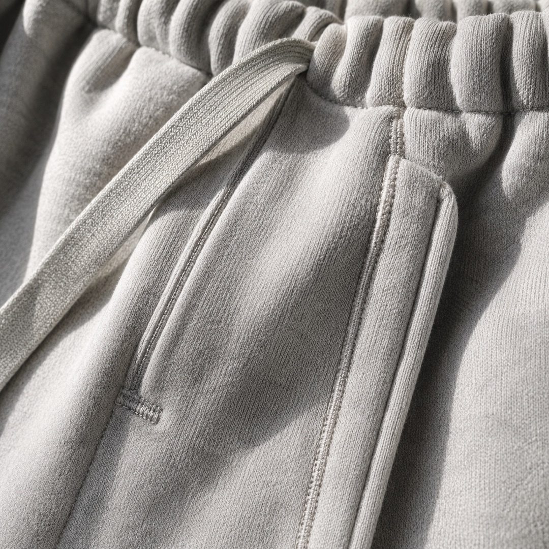 Hollington wide fleece jogger — Fleece Loungewear by MOUDEST. close detail of the fabric and finish.