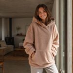 Fernhaugh fleece lounge robe — Fleece Loungewear by MOUDEST. worn by a model.