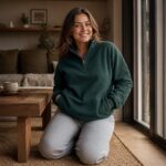 Dunmere half-zip fleece pullover — Fleece Loungewear by MOUDEST. worn by a model.