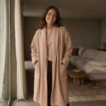 Larkspur fleece lounge robe — Fleece Loungewear by MOUDEST. worn by a model.