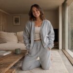 Barleigh wide fleece jogger — Fleece Loungewear by MOUDEST. worn by a model.