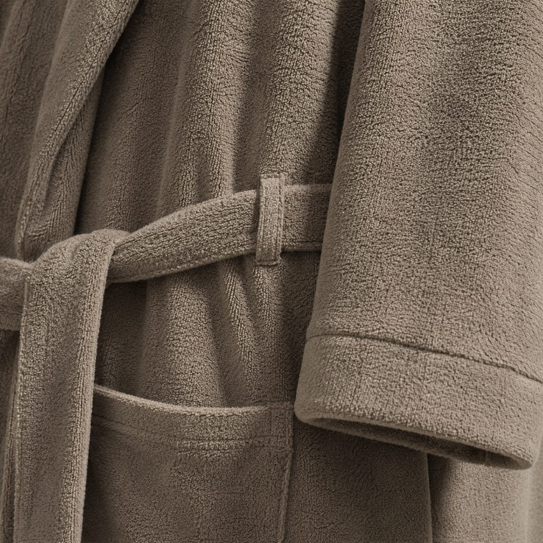 Willowdene fleece lounge robe — Fleece Loungewear by MOUDEST. close detail of the fabric and finish.