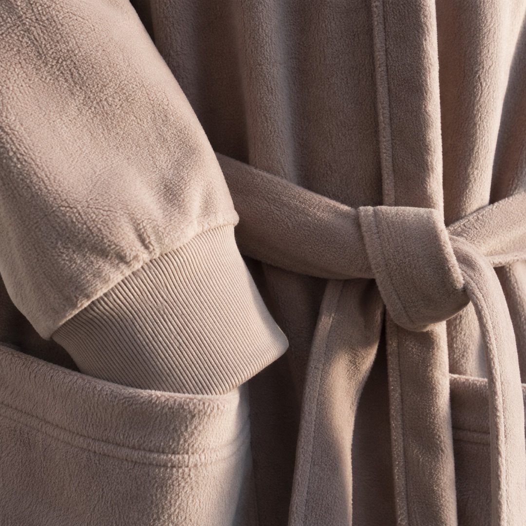 Linden half-zip fleece pullover — Fleece Loungewear by MOUDEST. close detail of the fabric and finish.