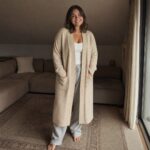 Kestrel longline knitted cardigan — Knitted Cardigans by MOUDEST. worn by a model.