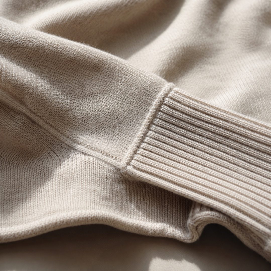 Barleigh open-front knitted wrap — Knitted Cardigans by MOUDEST. close detail of the fabric and finish.