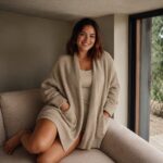 Marlow open-front knitted wrap — Knitted Cardigans by MOUDEST. worn by a model.