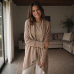 Larkspur open-front knitted wrap — Knitted Cardigans by MOUDEST. worn by a model.