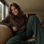 Linden drawstring palazzo trouser — Lounge Trousers by MOUDEST. worn by a model.