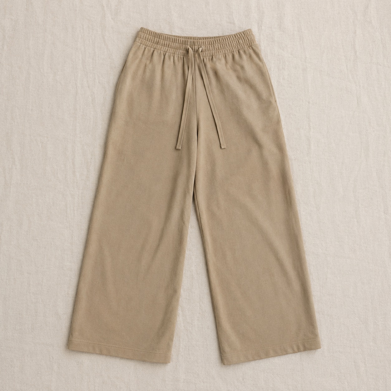 Cotswell drawstring palazzo trouser — Lounge Trousers by MOUDEST. product photograph on a white background.