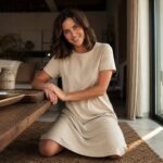 Linden short-sleeve cotton night dress — Night Dresses by MOUDEST. worn by a model.