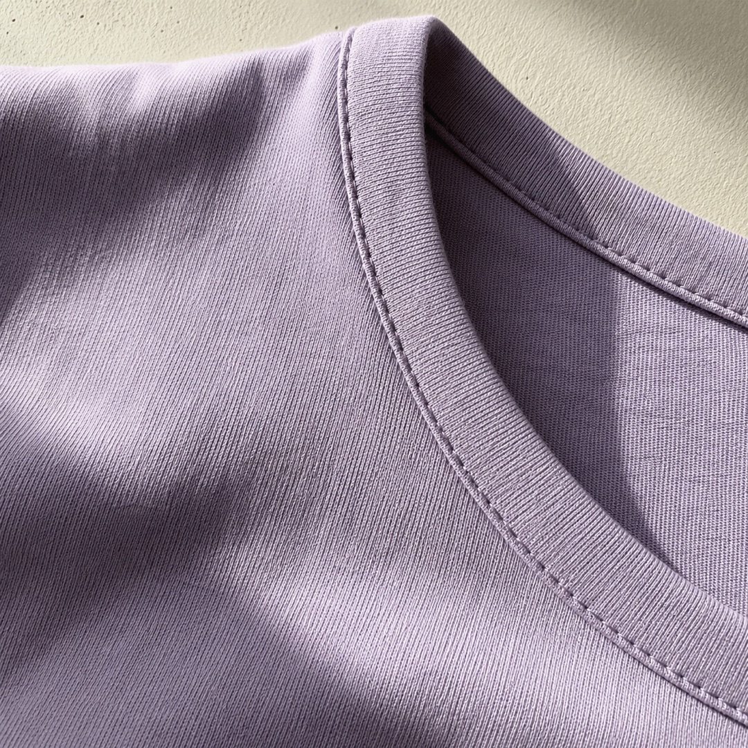 Larkspur short-sleeve cotton night dress — Night Dresses by MOUDEST. close detail of the fabric and finish.