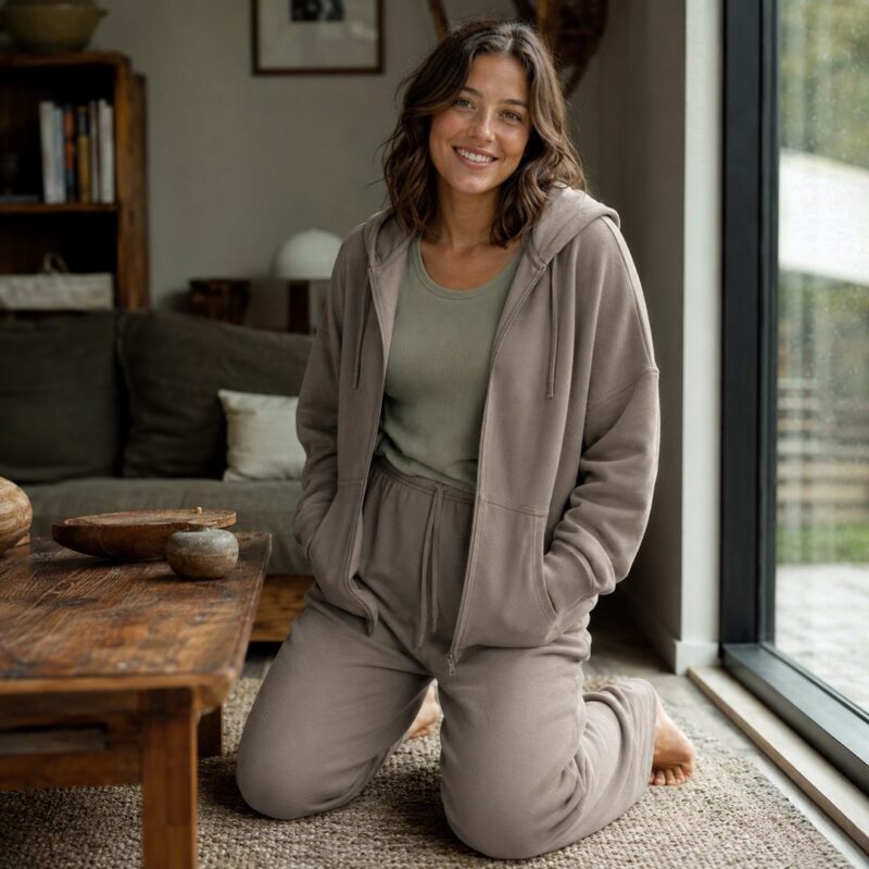 Linden relaxed hoodie — Sweat Sets by MOUDEST. worn by a model.
