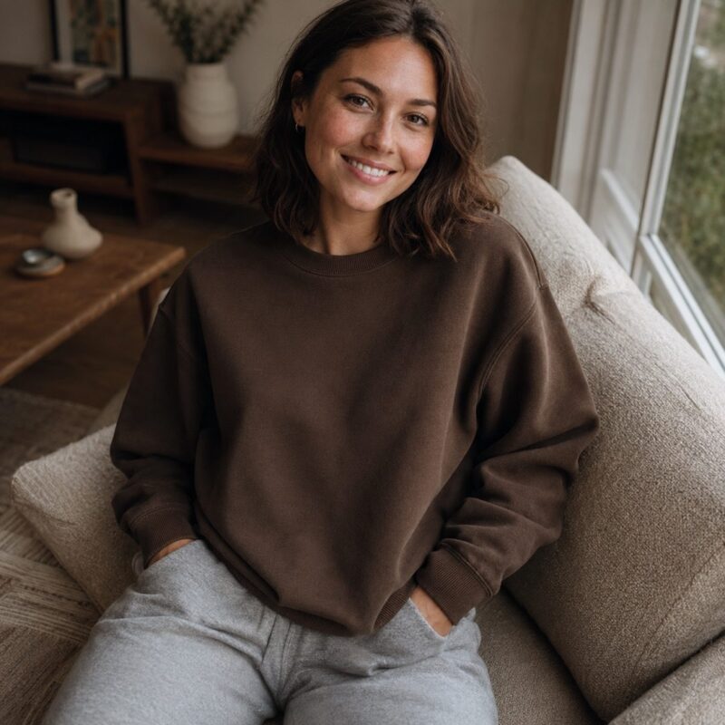 Larkspur crew sweatshirt — Sweat Sets by MOUDEST. worn by a model.