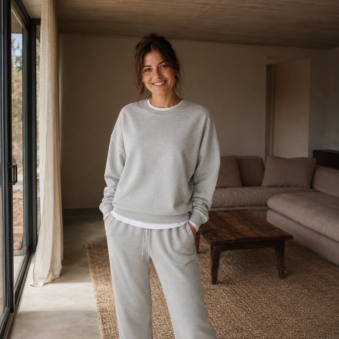 Hazelmere crew sweatshirt — Sweat Sets by MOUDEST. worn by a model.